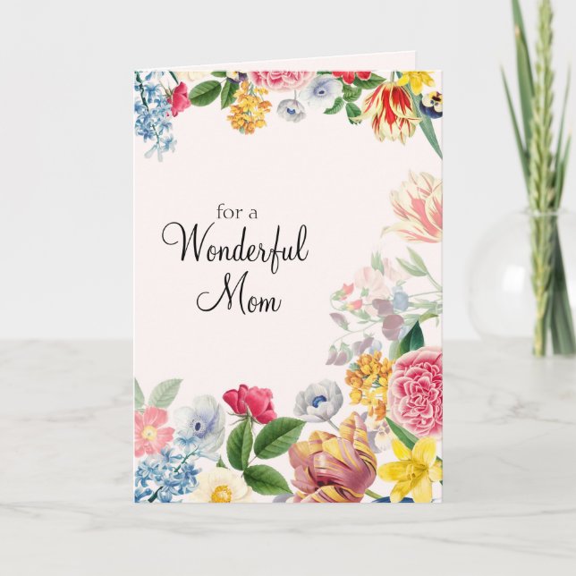 For a Wonderful Mom Soft Tulip Spring Florals Card (Front)