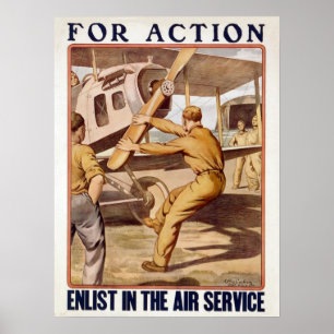 For action enlist in the Air Service restored Poster