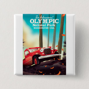 For Adventure! Olympic national park Washington. 2 Inch Square Button