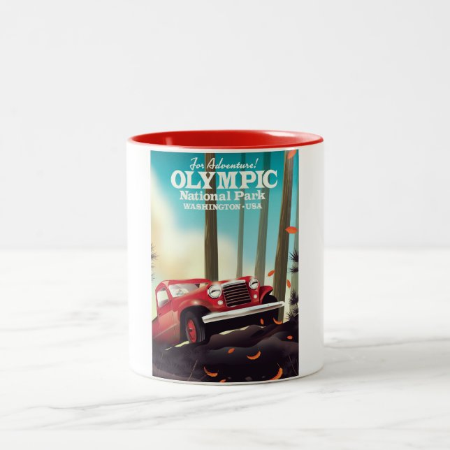 For Adventure! Olympic national park Washington. Two-Tone Coffee Mug (Center)