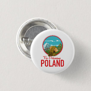 For Adventure Poland Travel logo 1 Inch Round Button
