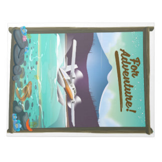 For Adventure! Sea plane travel poster Notepad