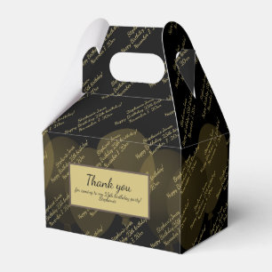 For All Ages: Custom Message Pattern Black/Gold Favor Box