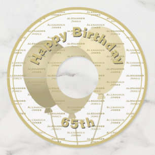 For all Ages, Custom Name Pattern - Gold and White Wine Glass Tag