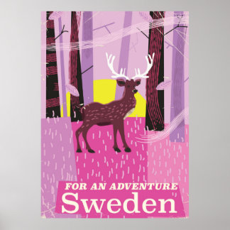 For an Adventure Sweden retro travel poster