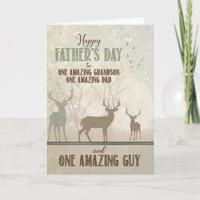 for an AMAZING Grandson Father's Day Forest Deer Card (Front)