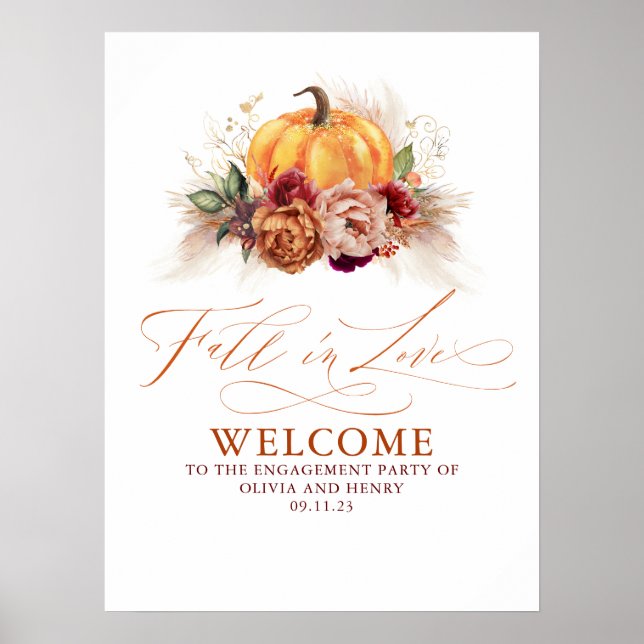 For Any Party - Pumpkin Rust Terracotta Flowers Poster (Front)