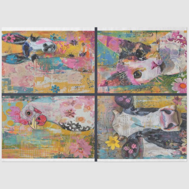  For Artist Farm Animal Junk Journal Background 3 Tissue Paper (Front)