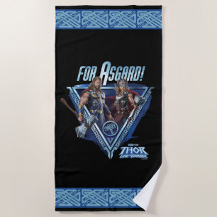 For Asgard! Thor and Mighty Thor Graphic Beach Towel