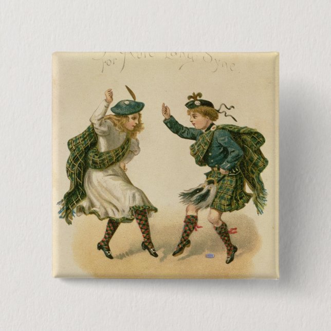 For Auld Lang Syne - A Right Merry Christmas' 2 Inch Square Button (Front)