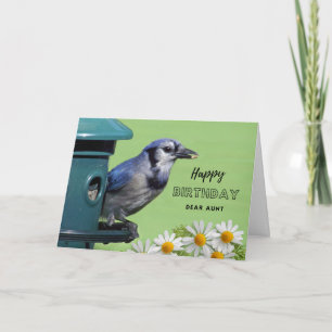 For Aunt Birthday with Blue Jay at Feeder Card