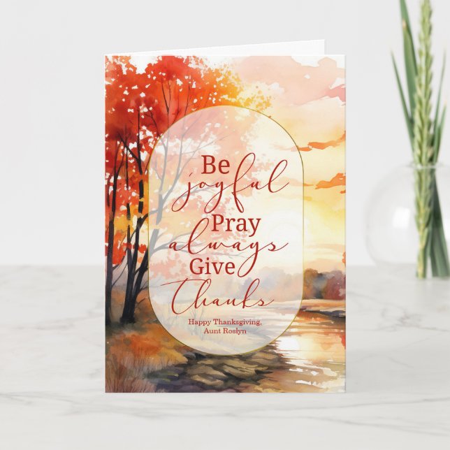 for Aunt Thanksgiving Autumn Foliage Custom Holiday Card (Front)