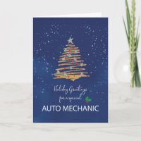 For Auto Mechanic Christmas Tree on Navy