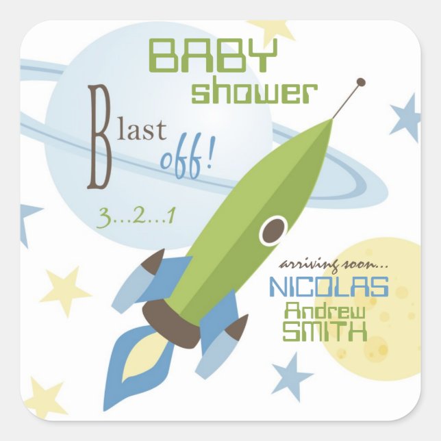 For Baby Boy Invite Square Sticker (Front)