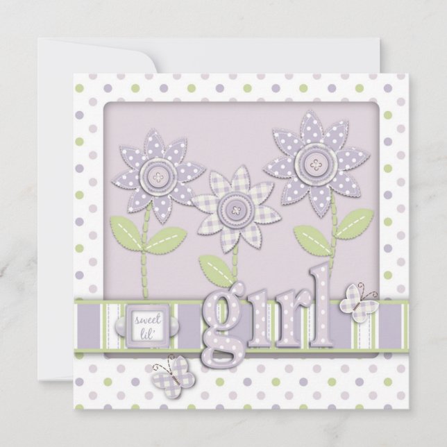 For Baby Girl Invitation Square LG2 (Front)