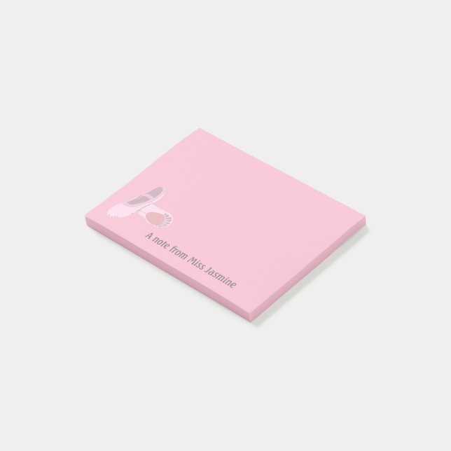 For Ballet Teachers Pink Dance Shoes Personalized Post-it Notes (Angled)