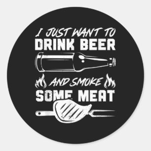 For Barbecue Grill &amp; Meat Grilling Fans &amp;  Classic Round Sticker
