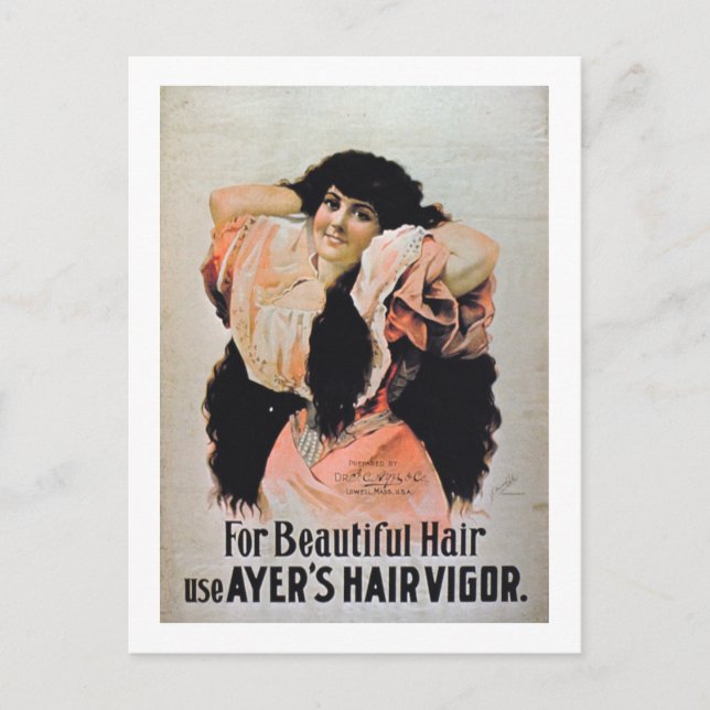 'For Beautiful Hair Use Ayer's Hair Vigour' (colou Postcard (Front)