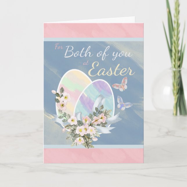 For Both of You - Watercolour Easter Eggs Card (Front)