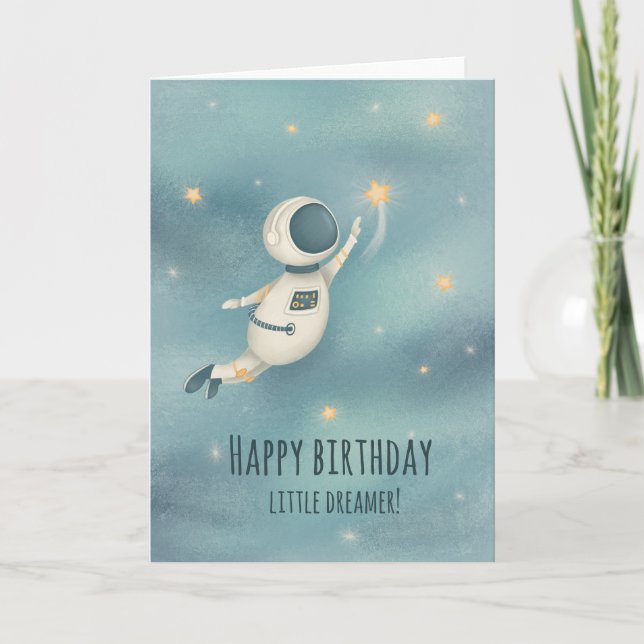 For Boy Cute and Charming Astronaut Birthday Card (Front)