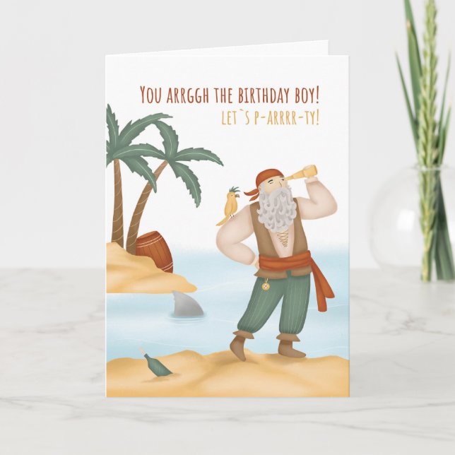 For Boy Cute Pirate Birthday Card (Front)