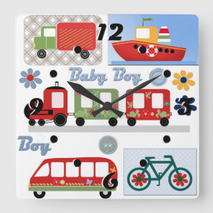 For boy square wall clock