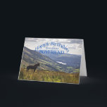 For boyfriend a horse and landscape birthday card<br><div class="desc">A horse stands gazing at a stunning landscape with a lake in the distance. A view from the Lake District in the UK.</div>