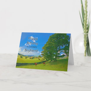 For Boyfriend, a Pastoral landscape Birthday card
