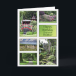 For Brother, a birthday card with garden views<br><div class="desc">A set of beautiful landscapes make this a card for any gardener. A birthday card that has a Japanese garden,  a rhododendron garden,  a seat in a tranquil green garden,  and intriguing steps. All pictures copyright Norma Cornes.</div>