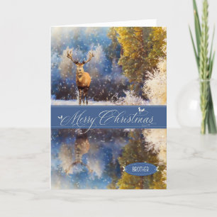 for Brother Christmas Winter Woodland Deer Holiday Card