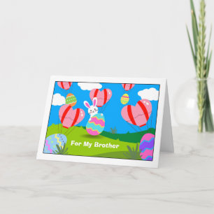 For Brother Easter with Hot Air Balloons Eggs Card