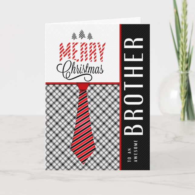 for Brother Merry Christmas Masculine Necktie Holiday Card (Front)