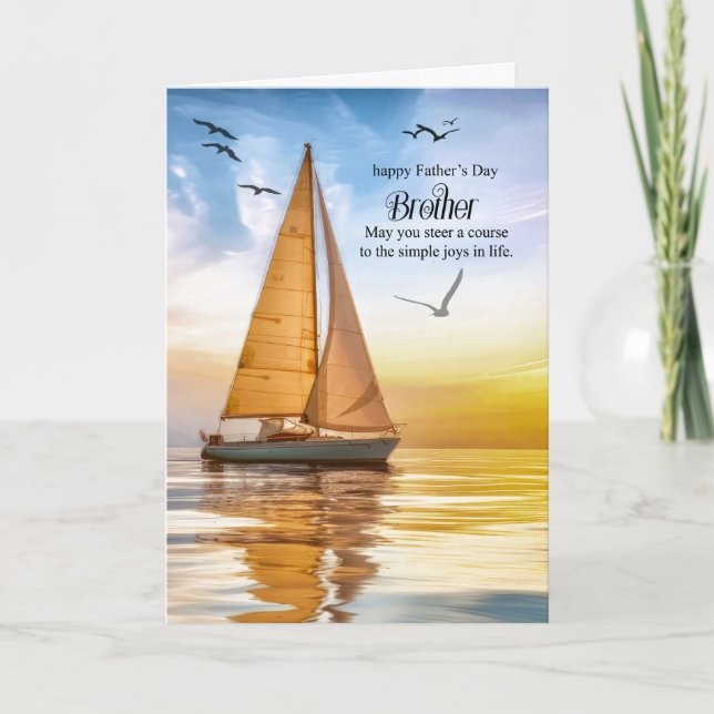 for Brother on Father's Day Nautical Theme Sailing Holiday Card (Front)