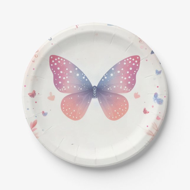 For Bug Boho Soft Glow Live Butterfly Baby Shower Paper Plate (Front)