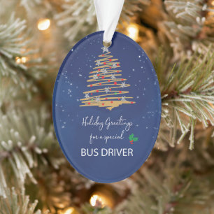 For Bus Driver Christmas Tree Customizable Name Ornament