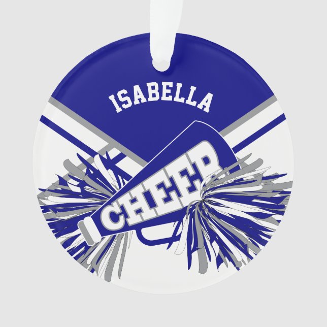 For Cheerleaders  - White, Navy Blue and Grey Ornament (Front)