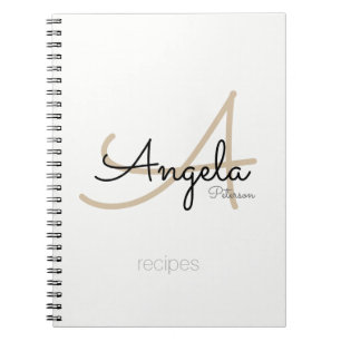 For Chef Recipes a Modern Monogrammed White Notebook