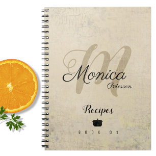 For Chef Recipes a Stylish Monogram on Beige Notebook