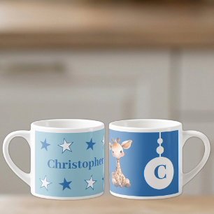For children giraffe name blue espresso cup