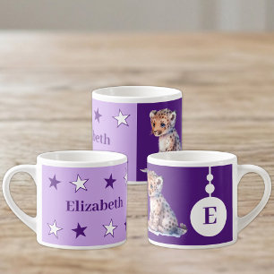 For children leopard name purple espresso cup