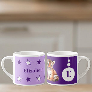 For children tiger name purple espresso cup