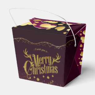 for Christmas color beautiful cherry with gold Favor Box