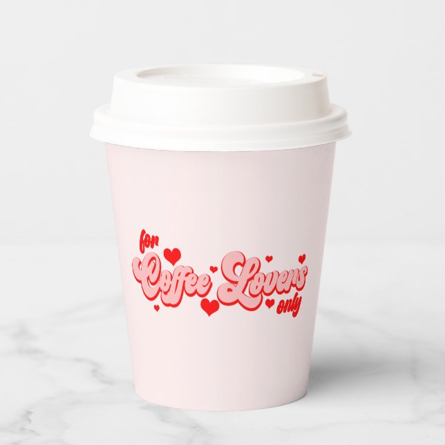 For Coffee Lovers Only Retro Red Hearts Paper Cups (Front)