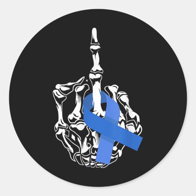For Colon Cancer Middle Finger Ribbon Colon Cancer Classic Round Sticker (Front)
