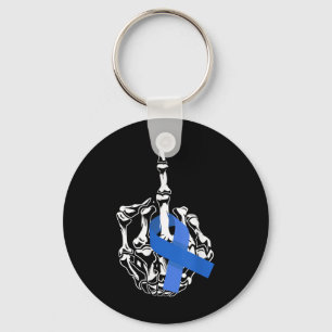For Colon Cancer Middle Finger Ribbon Colon Cancer Keychain