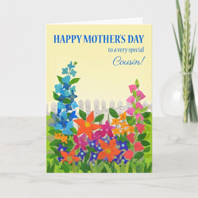 For Cousin on Mother's Day with Flower Garden Card (Front)
