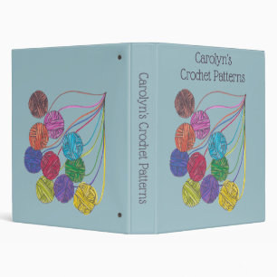 For crochet patterns, yarn, your name, blue binder