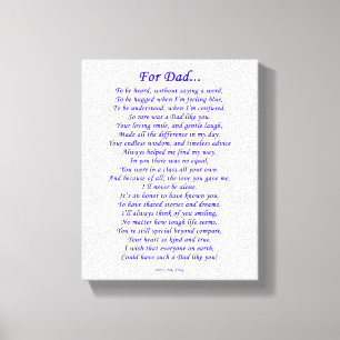 For Dad Memorial Poem Canvas Print