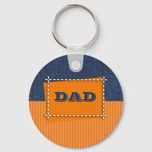 For Dad on Father's Day. Denim Pattern Gift  Keychain