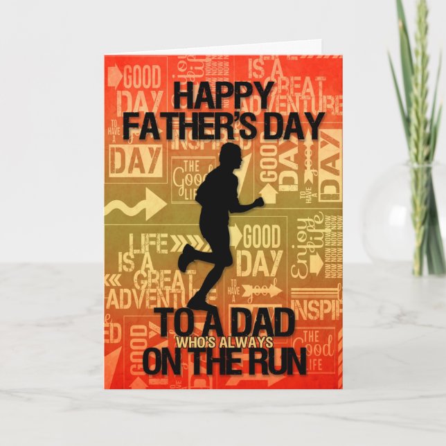 for Dad on Fathers Day Runner Sport Theme Card (Front)